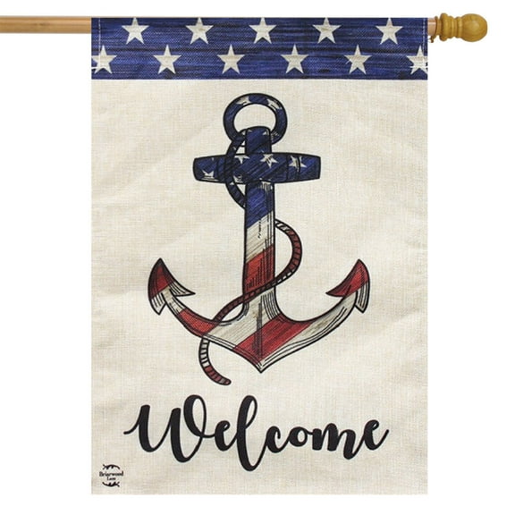 Briarwood Lane Amercian Anchor Burlap House Flag