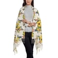 thumbnail image 3 of Cauagu Bird Sunflowers Print Women Wrap Shawl tassels Scarves Retro Scarf 77.6"X28.3", 3 of 8