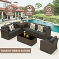 thumbnail image 2 of Superjoe Outdoor Patio Furniture Set 8 Pcs Aluminum Frame Conversation Sofa Set with Storage Box and Coffee Table,Brown, 2 of 8