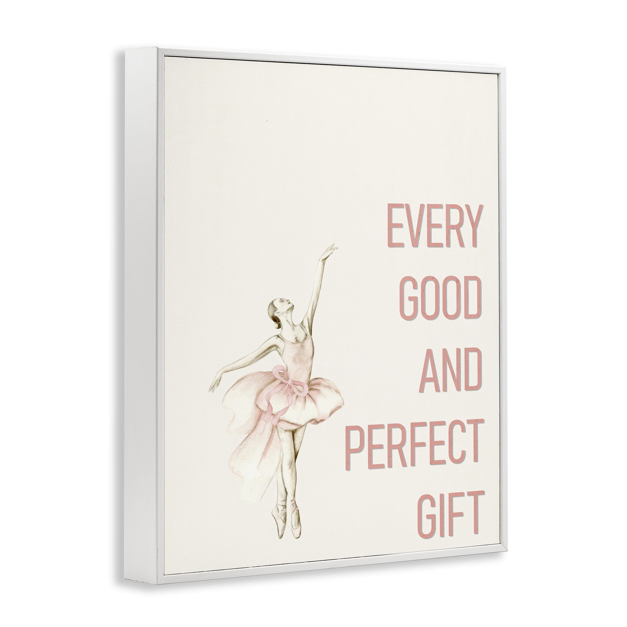 Good & Perfect Gift Ballerina White Framed Giclee Art, design by Kim Allen
