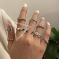 thumbnail image 1 of 2 anillos de dedo índice en forma de corazón ajustables europeos y americanos para hombres y mujeres parejas joyería ins personalidad retro nicho abierto anillo femenino, plata tailandesa, 1 of 2