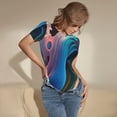 thumbnail image 3 of Rateoe Vibrant Fluid Motion Art Printed Women Rash Guard Short Sleeve,Tummy control Swimsuit Surfing Swimsuit Bathing Suit Short-sleeved Onesie UPF 50+ -Large, 3 of 7
