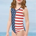 thumbnail image 4 of FOR U DESIGNS 5-6T Girls One Piece Bathing Suit USA Flag Sleeveless Swimsuit for Swimming Surfing Elastic Kids V-Neck Dancing Gymnastics Leotard, 4 of 8