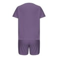 thumbnail image 5 of Vacation Sets for Women Short Sleeve V-Neck Blouses & Shirts Sets 2PC Women's V Neck Shorts Sleeve Two-piece Comfortable Home Pajamas Set Sports Set Summer 2 Piece Sets for Women Purple m, 5 of 5