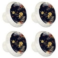 thumbnail image 2 of 4 Pcs Tropical Black Floral Knobs for Kitchen Cabinet Cupboard Dresser Bookcase Drawer Pulls Handles Round Home Decor, 2 of 8