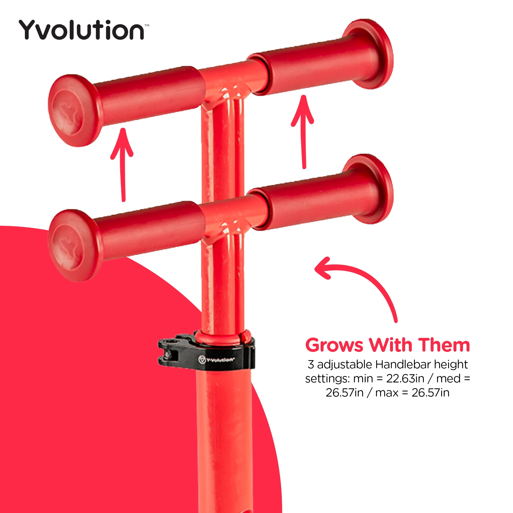 Yvolution Glider Kiwi Red, 3-Wheeled Toddler Scooter, Unisex, Ages 3-8 Years, Light-up Wheels