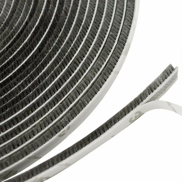 Burlete de cepillo para puertas corredizas, burlete autoadhesivo de ahorro de energía, burlete antipolvo para puertas corredizas con respaldo adhesivo fuerte, gris (paquete de 10 metros)