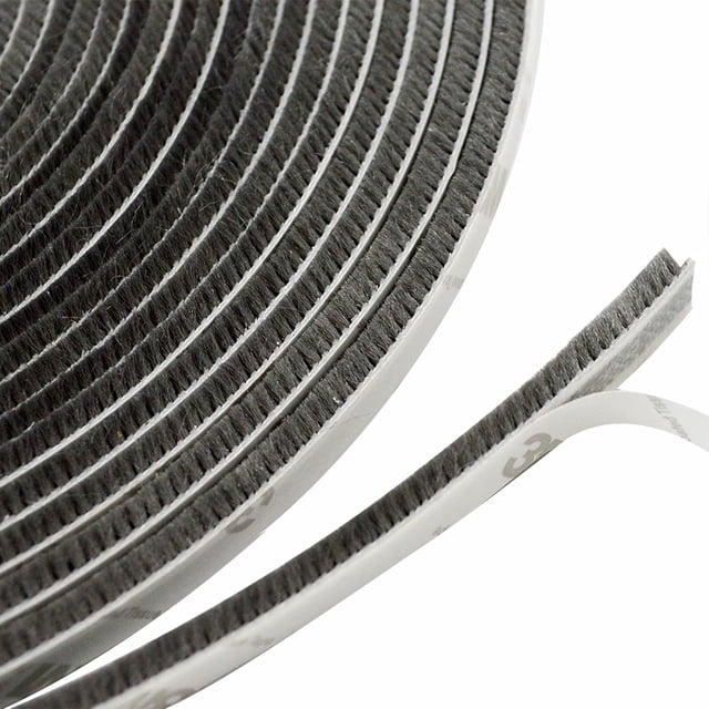 Burlete de cepillo para puertas corredizas, burlete autoadhesivo de ahorro de energía, burlete antipolvo para puertas corredizas con respaldo adhesivo fuerte, gris (paquete de 10 metros)