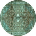 thumbnail image 1 of Ahgly Company Machine Washable Indoor Round Persian Turquoise Blue Traditional Area Rugs, 4' Round, 1 of 4