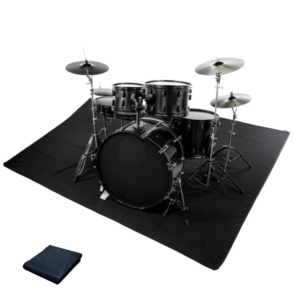 Alfombrilla antideslizante Drum Rug Qintan para batería, 1,4 x 1,6 m, color negro