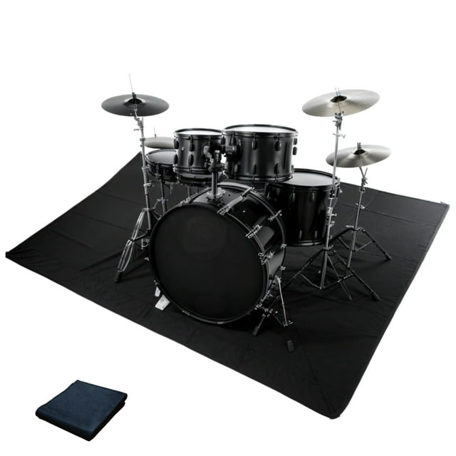 Alfombrilla antideslizante Drum Rug Qintan para batería, 1,4 x 1,6 m, color negro