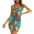 thumbnail image 2 of Retro Pattern With Blue Flare Dress Square Neck Dress Elegant Female Fashion Printed Dress Retro Pattern Short Dress Y2K, 2 of 4