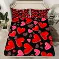 thumbnail image 2 of Manfei 3D Heart Loves Bed Sheets,Romantic Valentines Gifts King Sheets,Red Black Sheet Set For Girls Teens,Super Cozy Room Decor,4 Pieces, 2 of 7