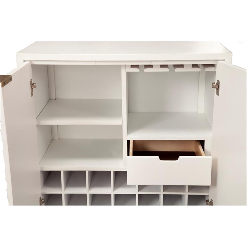 Origins by Alpine White Pearl Wood Bar Cabinet in White