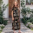 thumbnail image 3 of Uourmeti Girl's Short Sleeve Dress Books Print Round Neck Loose Casual Long Maxi Dress with Pockets Flowy Cute Outfits, Size 5-6 Years, 3 of 7