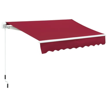 CoSoTower 8' X 7' Patio Retractable Awning, Manual Exterior Sun Shade Deck Window Cover, Wine Red