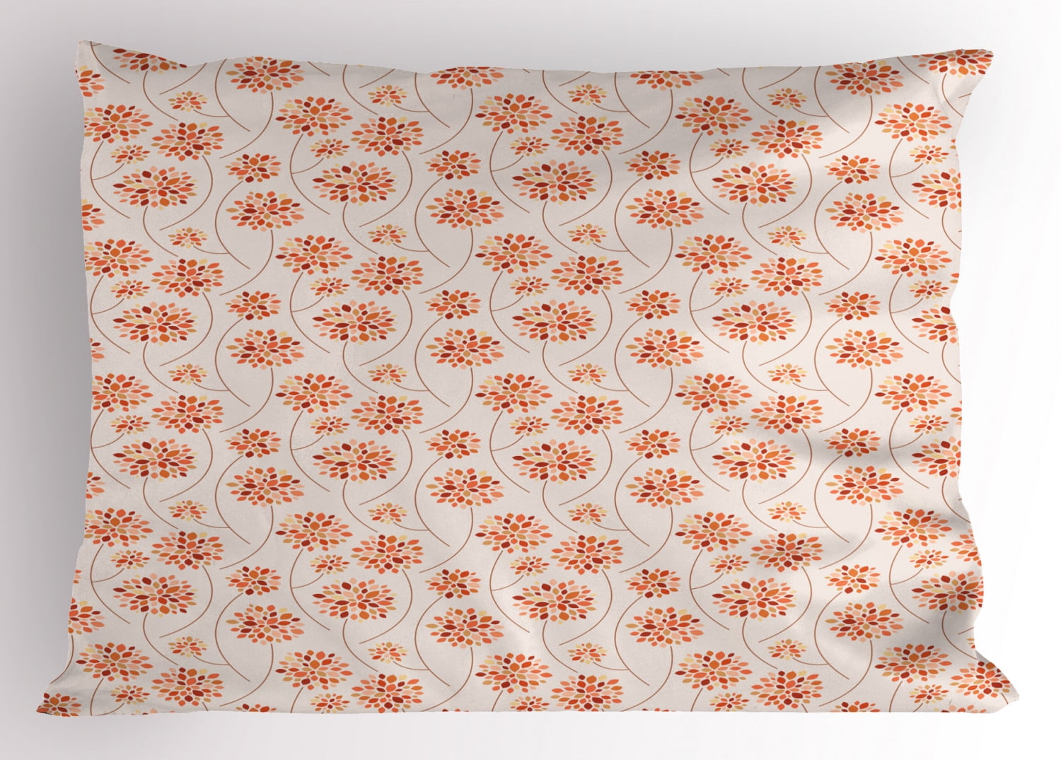 Autumn Pillow Sham Botanical Garden Theme with Abstract Petals of