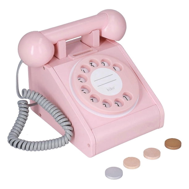 Children's Simulation Telephone Toy Retro Interactive Educational Landline Phone ToyPink