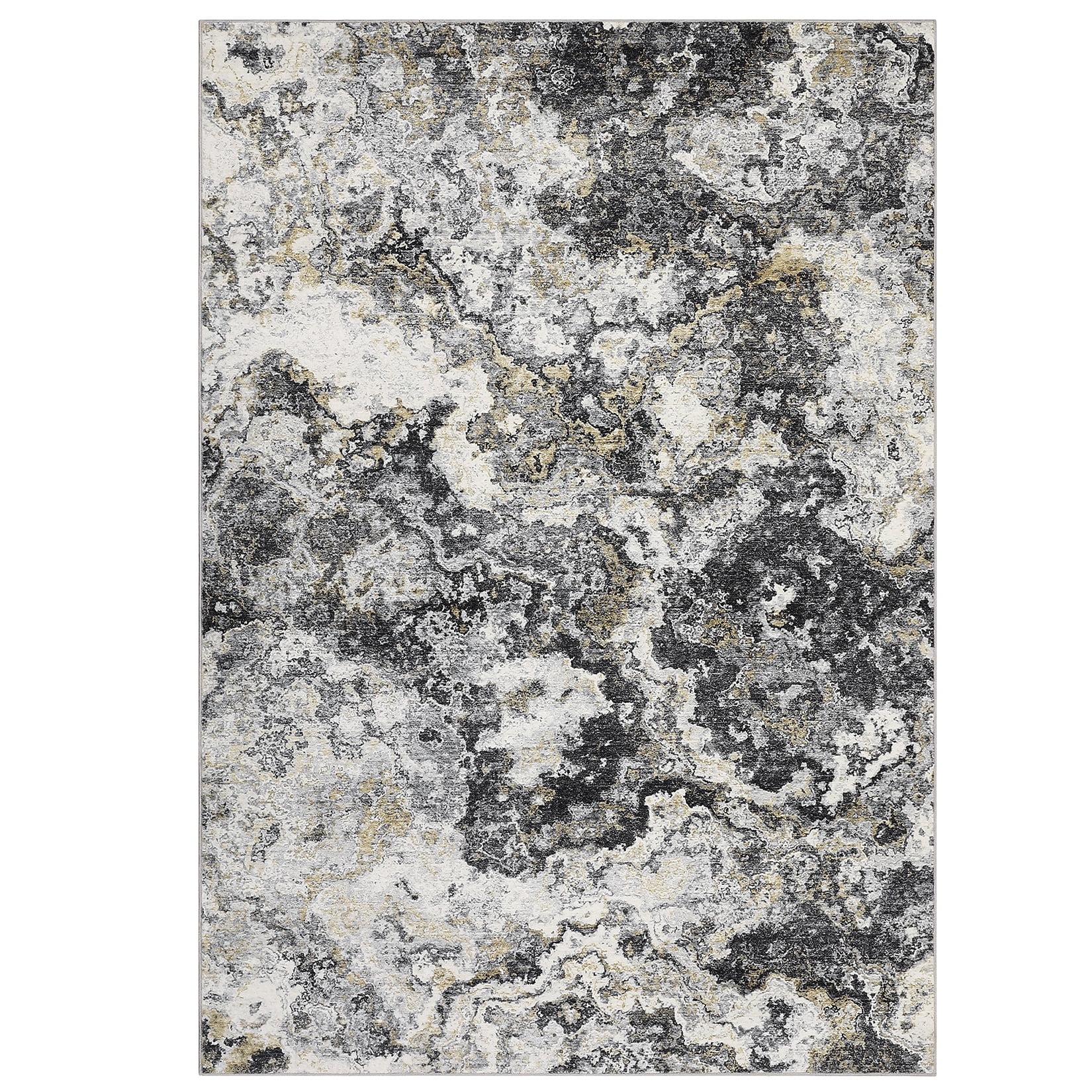GlowSol 5'x7' Area Rugs for Living Room, Modern Abstract Rug Machine Washable Rug, Stain Resistant Carpet for Dining Room Home Office, Gray