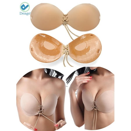 Deago Backless Self Adhesive Bra Strapless Padded Invisible Push Up Bra Breathable All Size (Best Padded Backless Bra)