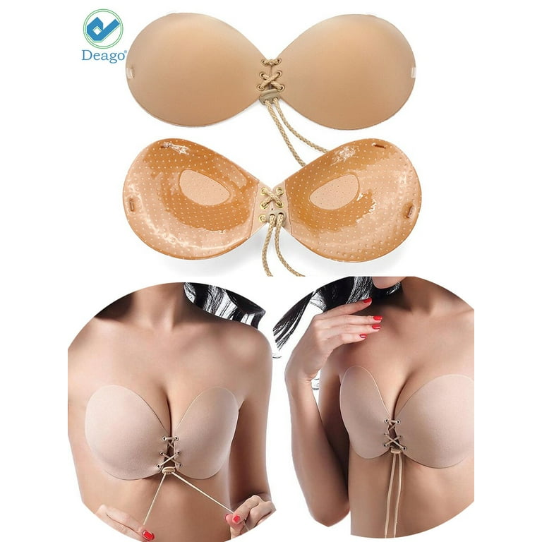 Deago Backless Self Adhesive Bra Strapless Padded Invisible Push