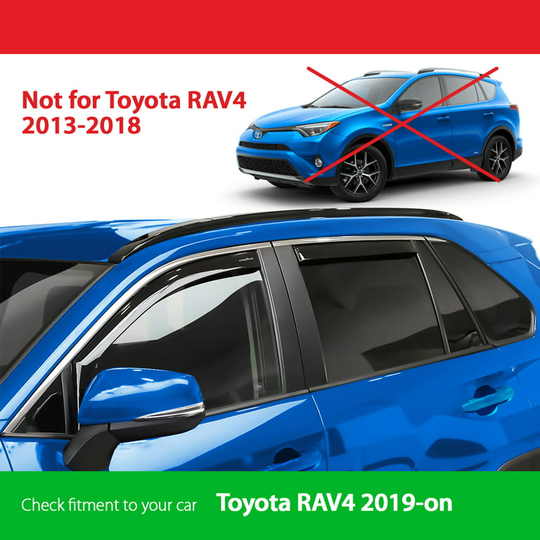 Goodyear Shatterproof in-Channel Window Deflectors for Toyota RAV4  2019-2024, Rain Guards, Window Visors for Cars, Vent Deflector, Car  Accessories, 4