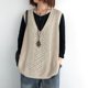 thumbnail image 1 of Chaleco de punto para mujer Chaleco de mujer suelto de talla grande sin mangas con cuello en V exterior chaleco retro chaleco de otoño, 1 of 6