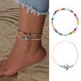 thumbnail image 2 of Visland 2 Pcs Beach Bead Anklet Colorful Rainbow Color Turtle Pendant Bohemian Style Stackable Beaded Anklets Summer Vacation Jewelry, 2 of 7