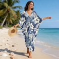 thumbnail image 6 of DISNIMO Kaftan Dresses for Women Palm Tree Hibiscus Print Plus Size Loose Fit Swimsuit Cover Ups V Neck Batwing Sleeve Caftan Dress Long Swimsuit Coverups, 6 of 7