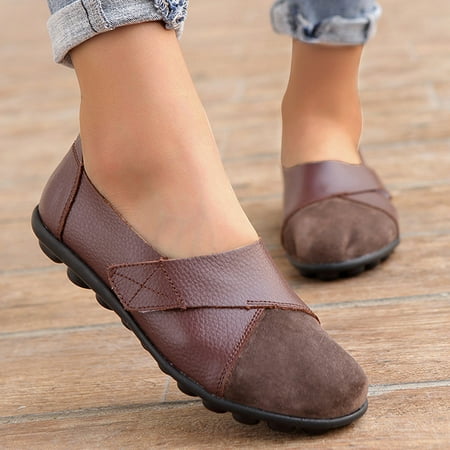 

KBODIU Loafers for Women Casual Slip on Dress Loafers Womens Comfortable Roman Sandals Outdoor Walking Flats Shoes Low Tops Fashion Flats for Summer Coffee 43