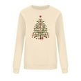 thumbnail image 5 of Aboser Christmas Graphic Sweatshirt Women Gift Tree Print Shirts Cozy Fleece Long Sleeve Sweatshirts Soft Holiday Pullover Winter Tops Khaki S, 5 of 7