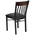 thumbnail image 5 of Flash Furniture 2 Pack Eclipse Series Vertical Back Black Metal and Walnut Wood Restaurant Chair with Black Vinyl Seat, 5 of 8