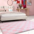 thumbnail image 2 of SARAG Rugs For Living Room Bedroom, 5x7ft White And Pink Checkered Area Rug, Fluffy Soft Washable Carpet, Modern Non-Slip Shag Carpets For Dorm Decor Aesthetic, Nursery, Playroom, 2 of 9