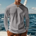 thumbnail image 2 of Dxzfnsa Men's Henley Shirts Long Sleeve Cotton Lightweight Pullover Shirt Casual Fashion Button T-Shirt Basic Tee Tops Men's Casual Fashion Solid Color Long Sleeved Round-Neck Blouses/Shirts, 2 of 5