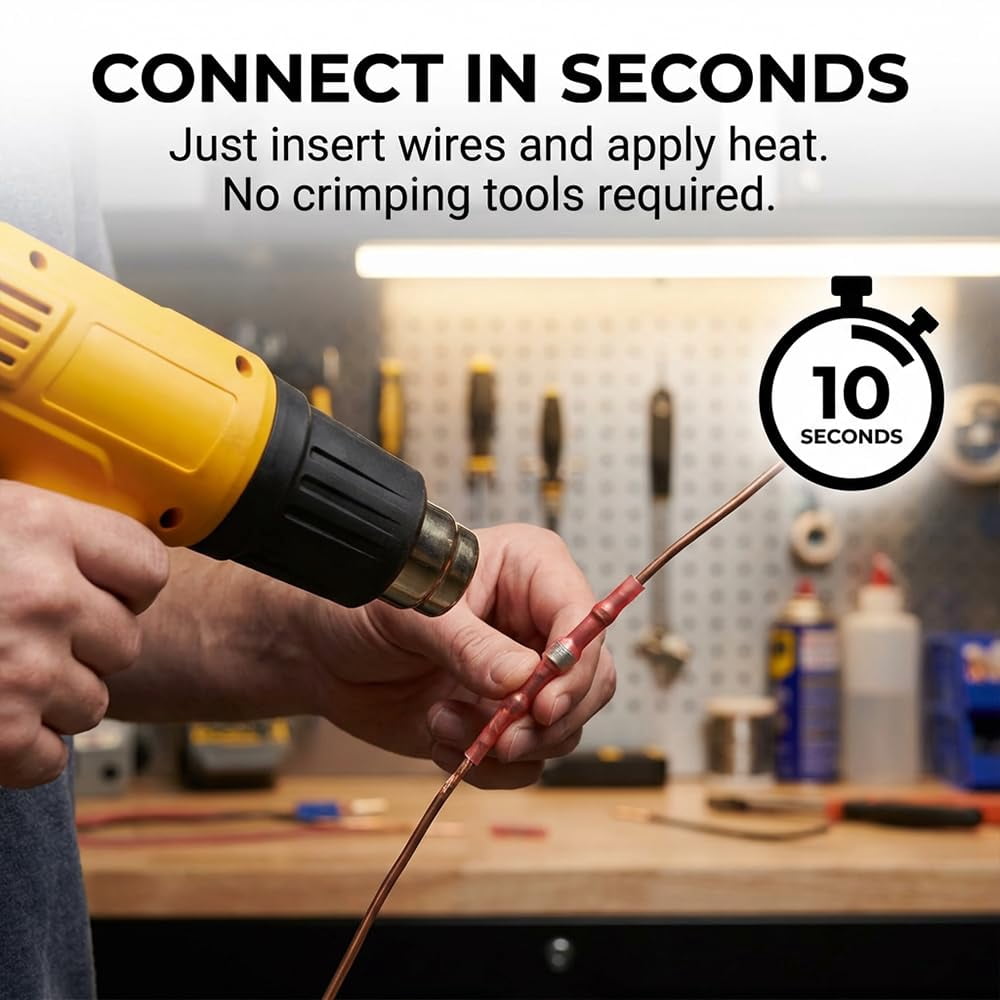 Waterproof Solder Seal Wire Connectors Kit, Electrical Insulated Wire Splice Heat Shrink Wire Connectors with 4 Gauges (12-10, 16-14, 22-18, 26-24 Awg) (250 Pcs)