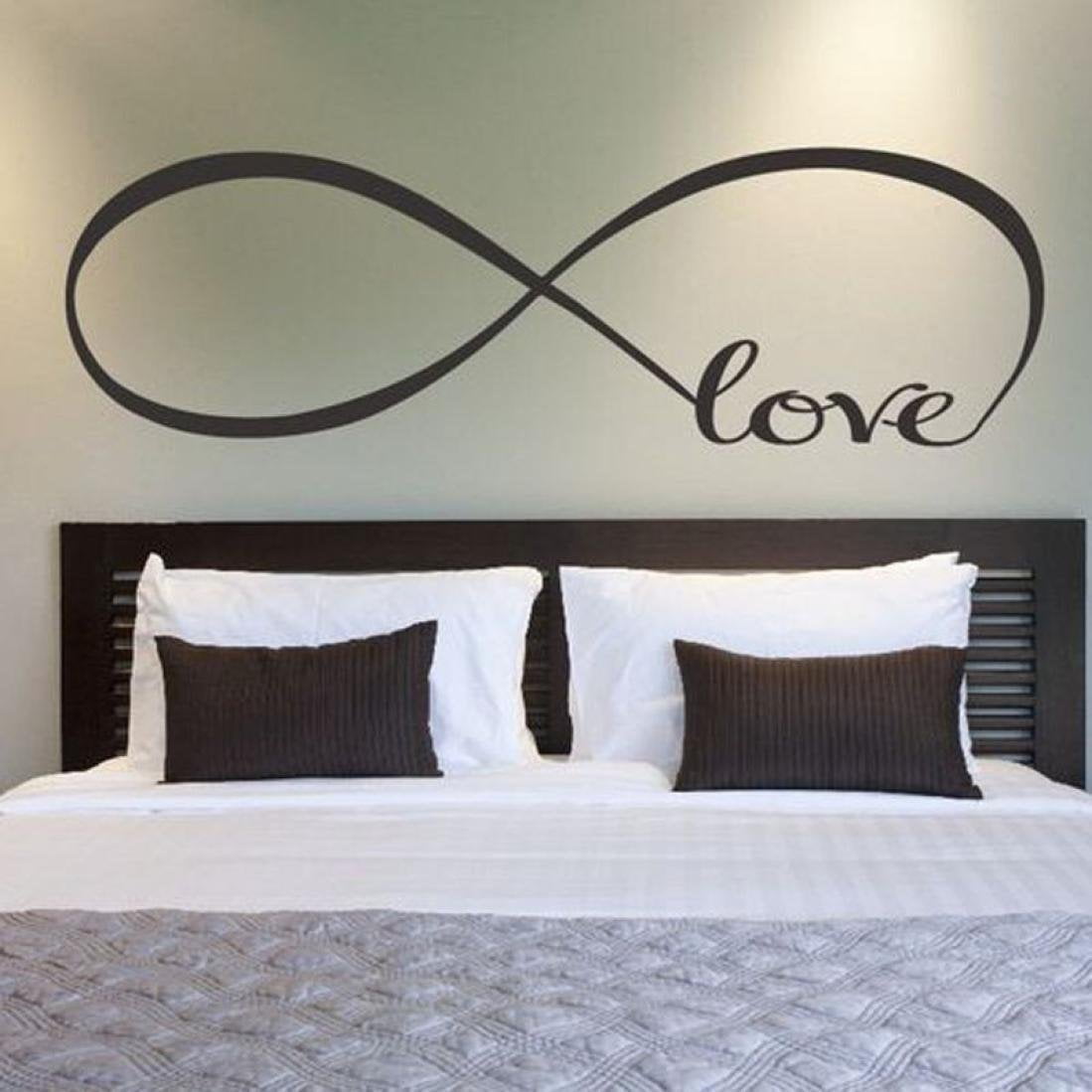 Black 22'' X 61'' Wall Stickers, Franterd Bedroom Decor Infinity Symbol Word Love Vinyl Art Decal