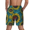 thumbnail image 3 of Kdxio Sunflowers Print Men's Swim Trunks with Compression Liner 7 Inch Inseam Quick Dry Swim Shorts, 3 of 7