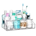 thumbnail image 2 of Sindcom 5 PCS Bathroom Countertop Organizer, 4 Qtip Holder Jars with 1 Divided Tray, Restroom Clear Organizers for Floss, Cotton Pads Balls, Toothbrush, Bathroom Vanity Accessories Storage Set, 2 of 8