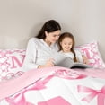 thumbnail image 5 of Manfei Kawaii Bowknot 3 Pieces Queen Comforter Set,Letter Personalized Bedding Sets,Geometric Grid Bedding Comforter Set,Ultra Soft Teens Bedroom Decor,Reversible, 5 of 8