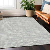 Addison Rugs Chantille Indoor/Outdoor Transitional Squares Silver Washable Rectangle Rug, 10' x 14'