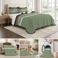 thumbnail image 6 of King Quilt Set 96''x106'', Sage Green Brown Flowers Lightweight Bedspread Coverlet Set with 2 Pillow Shams, Classic Botanical Art Elegant Breathable All Season Quilt Bedding for Bedroom/Guest Room, 6 of 9