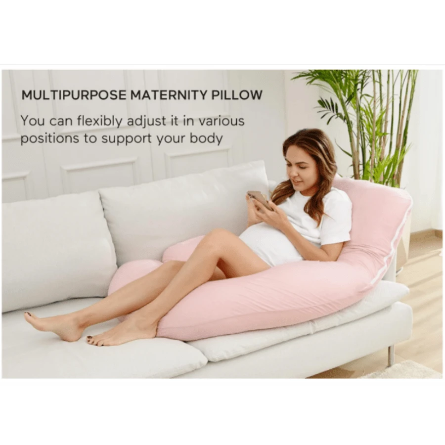 Best-selling U-shaped pregnant pillow - promotes side sleeping, supports the waist and abdomen. An essential item for pregnant women when sleeping.