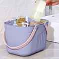 thumbnail image 1 of Cesta de baño de mano de plástico | Organizador de almacenamiento rectangular con asa de bloque de color | Diseño de drenaje multiuso para viajes de cocina de baño | Gran capacidad | 27x18x17cm, 1 of 6
