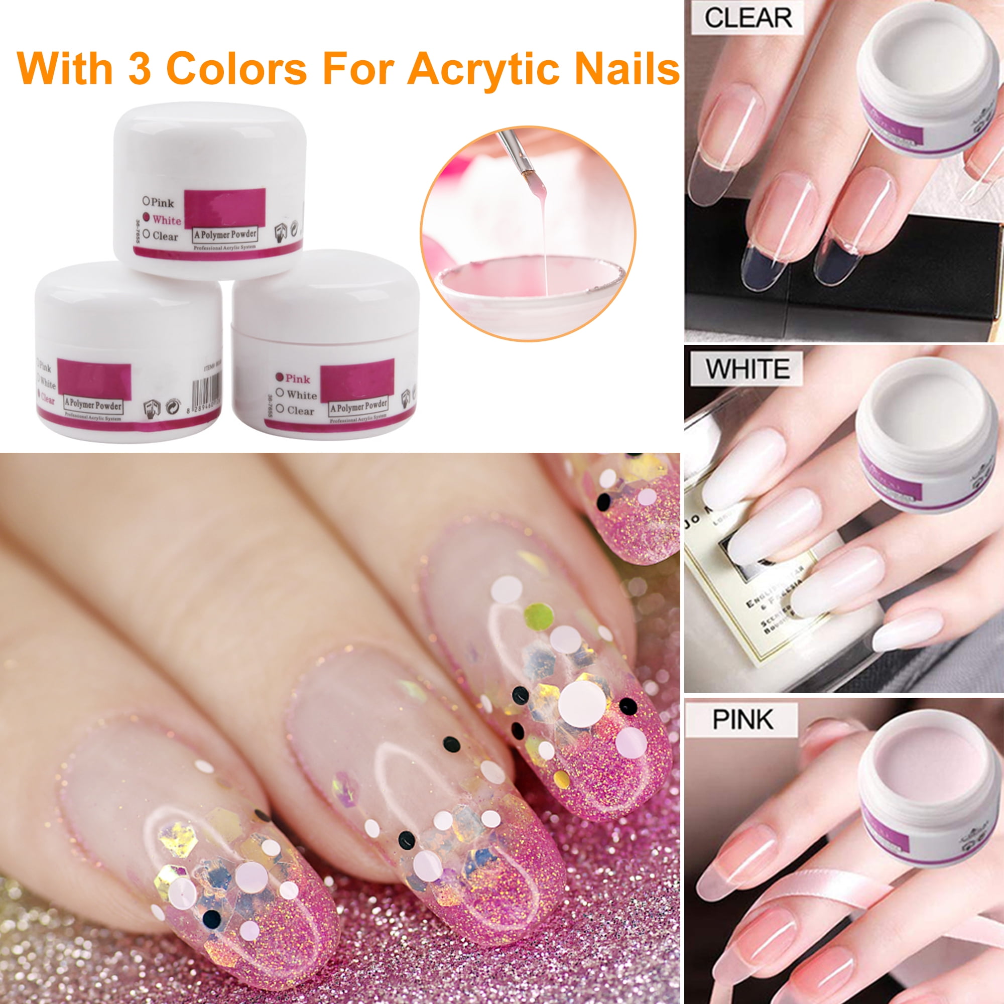 DODOING Nail Kit Set Professional Acrylic with Everything, Glitter Acrylic Powder Kit Nail Art Tips Nail Art Decoration, Acrylic Nail Brush And Manicure Tools For Acrylic Nail Starter