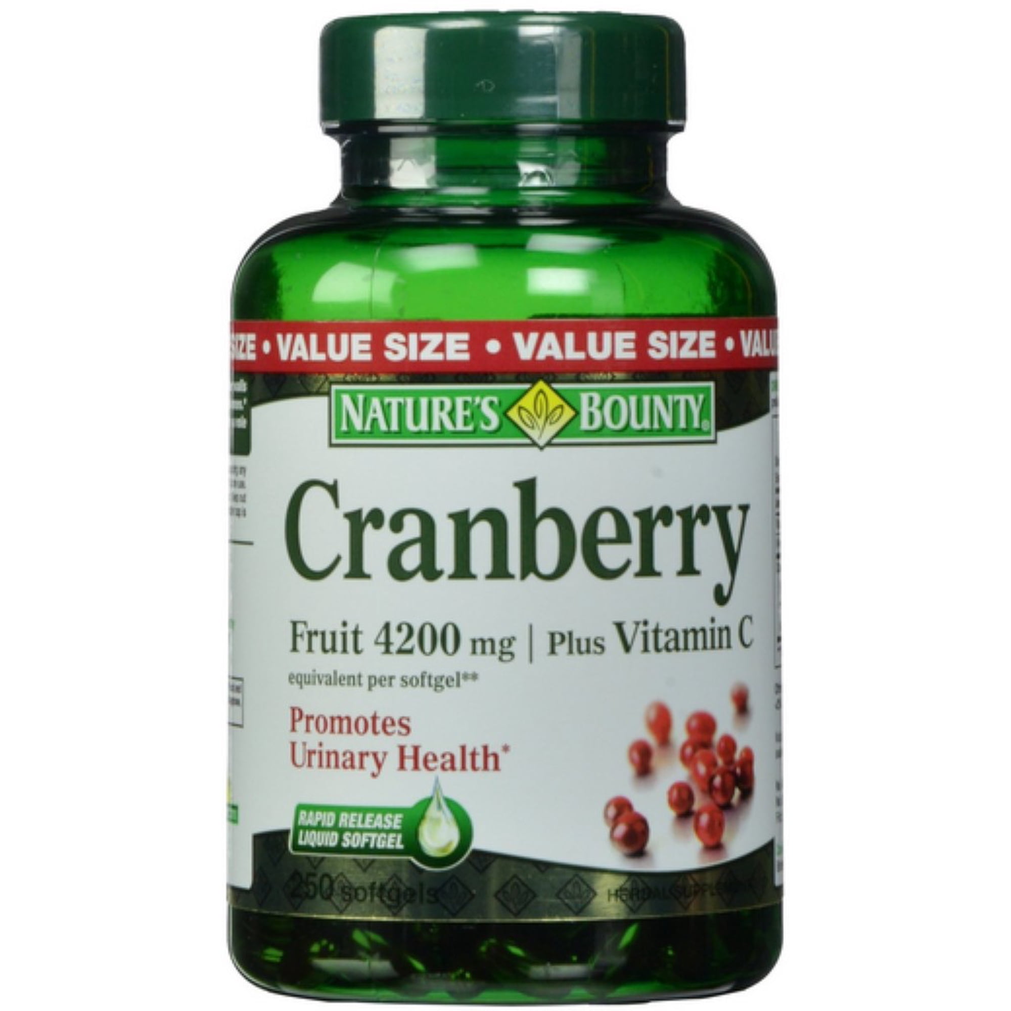 Nature's Bounty Cranberry Plus Vitamin C, 4200 mg, Softgels 250 ea (Pack of 6)
