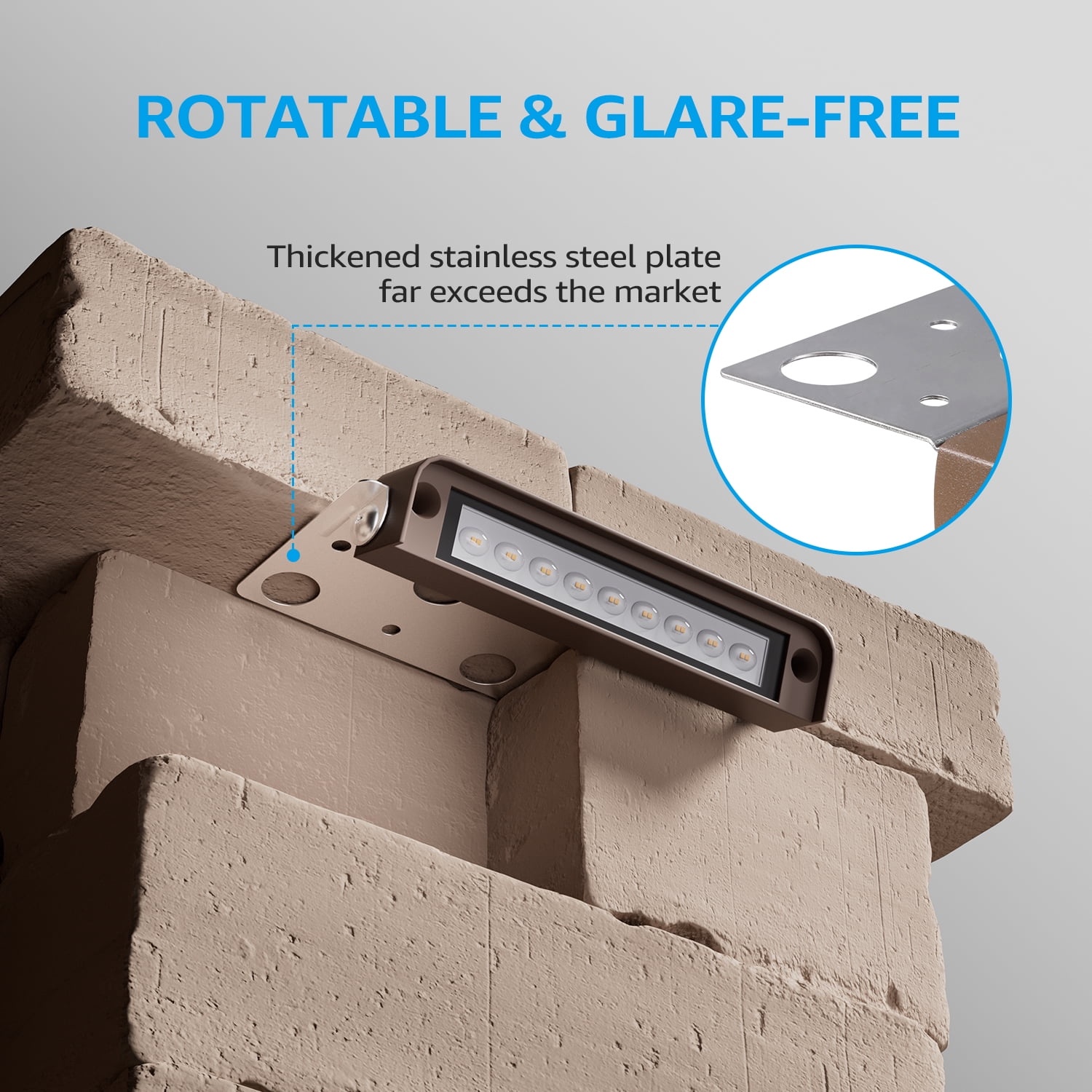 8 Pack 7 Inch LED Rotatable Hardscape Paver Light, Low Voltage Retaining Wall Lights, 2700K Soft White