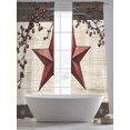 thumbnail image 4 of Country Stars Sheer Curtains 2 Panels Set Vintage Red Star Berry Beige Wood Grain Sheer Window Curtains Light Filtering Rod Pocket Voile Drapes for Bedroom Living Room 52"X84", 4 of 8