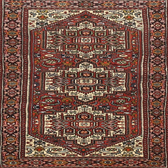 Ahgly Company Indoor Square Traditional Saffron Red Persian Area Rugs, 6' Square