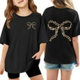 thumbnail image 3 of WOYY Little Girls Oversized T Shirt Bow Print Breathable Short Sleeve T-Shirt, Sizes 5-6, 3 of 5