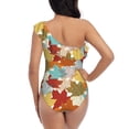 thumbnail image 5 of Goofa Fall Maple Leaves Pattern Women's One Piece Swimsuits Tummy Control Bathing Suits Asymmetric One Shoulder Swimwear-Large, 5 of 6